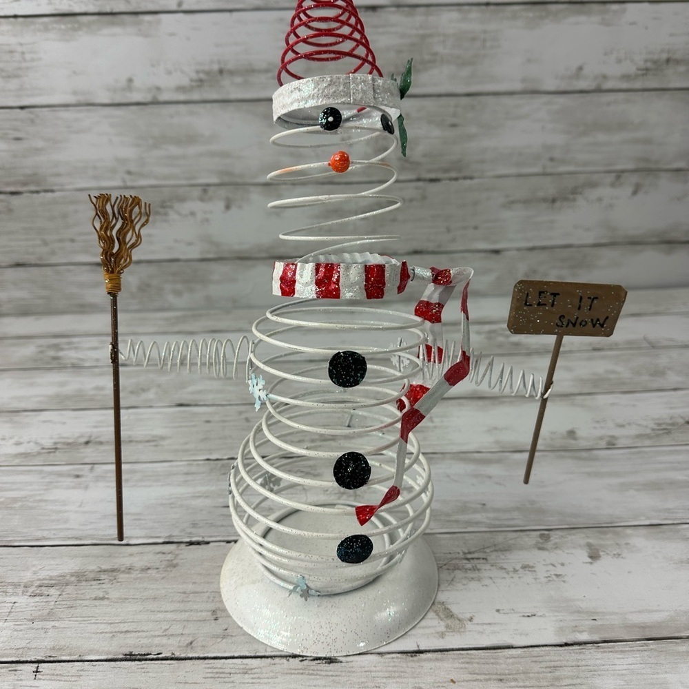 SPRINGY METAL SNOWMAN Decoration “let it snow” sign